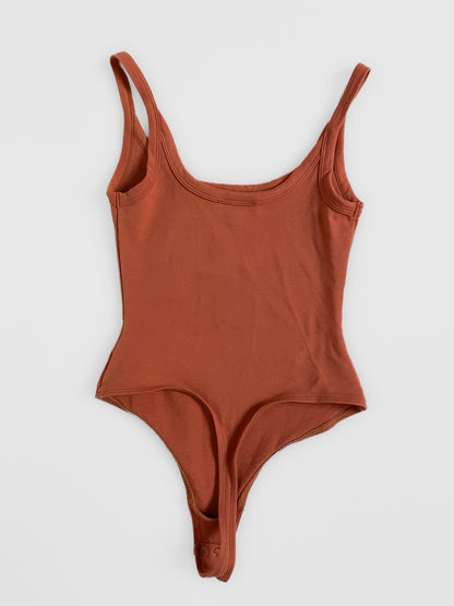 Soft Cotton Bodysuit in Burnt Ochre