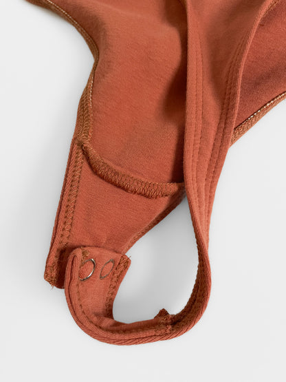 Soft Cotton Bodysuit in Burnt Ochre