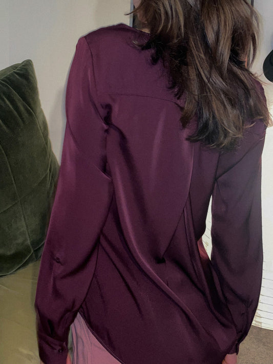 Plum Satin Blouse