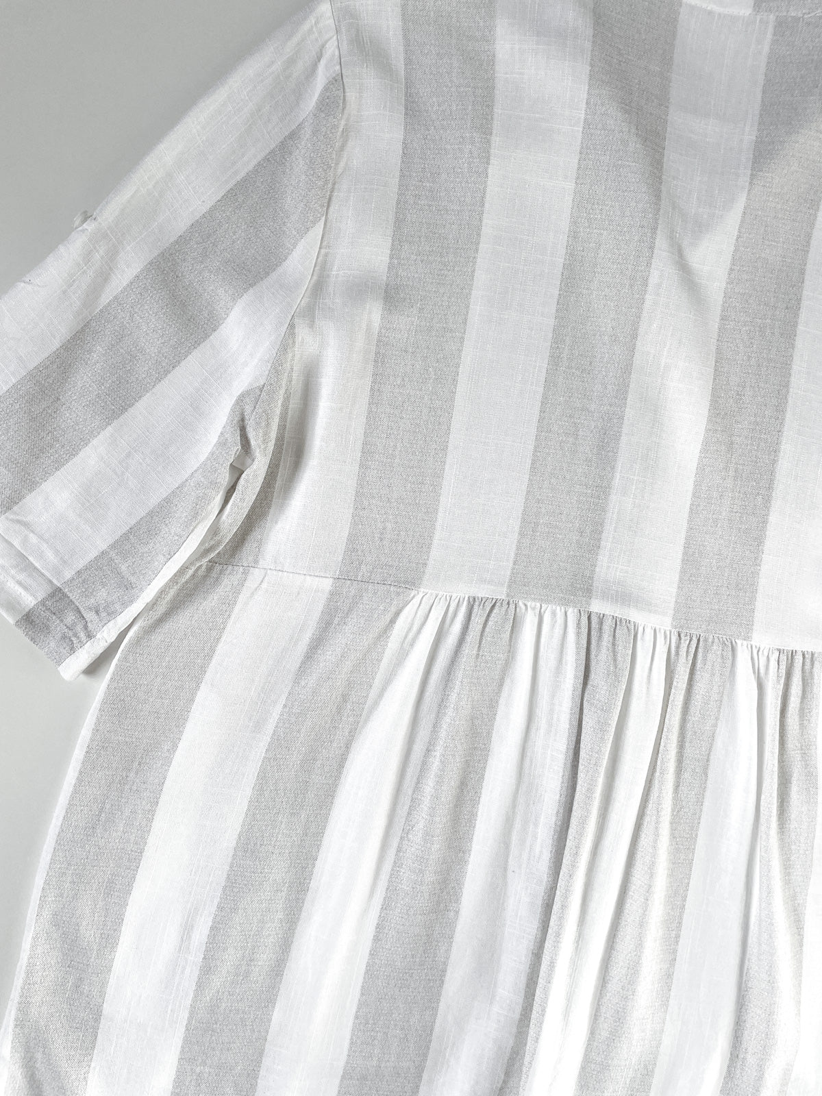 White Grey Stripe Linen Blend Shirt