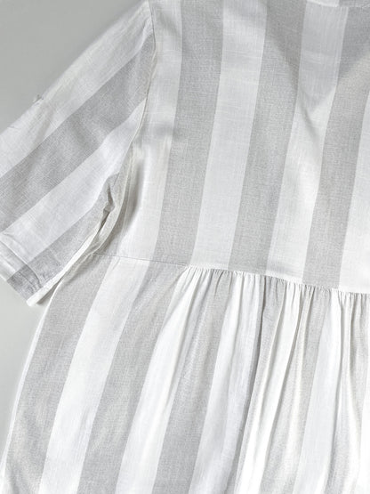 White Grey Stripe Linen Blend Shirt