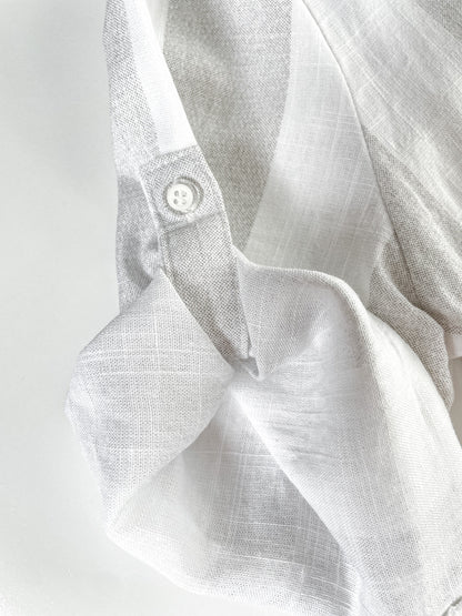 White Grey Stripe Linen Blend Shirt
