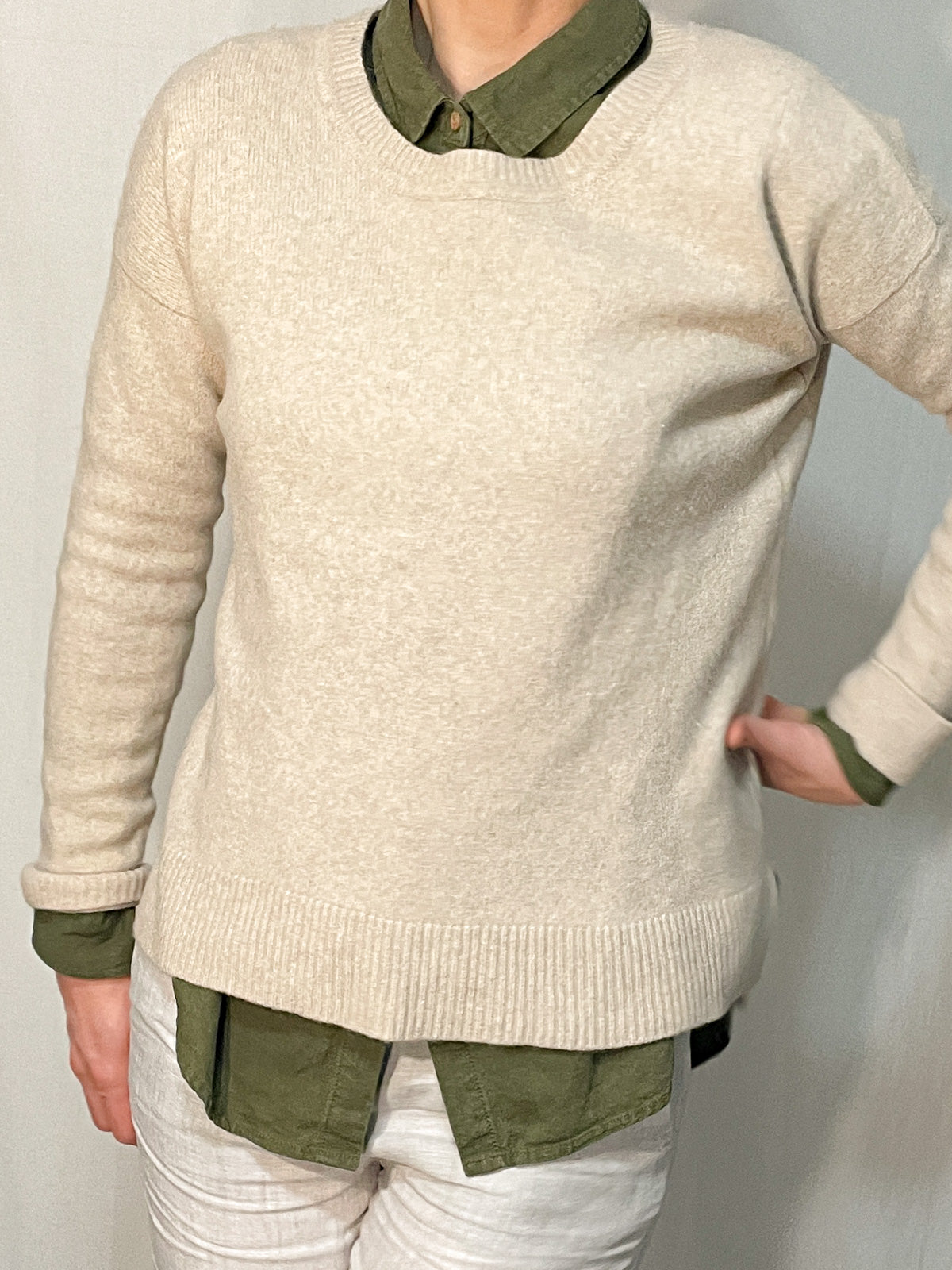 Oatmeal Wool & Cashmere Knit Jumper