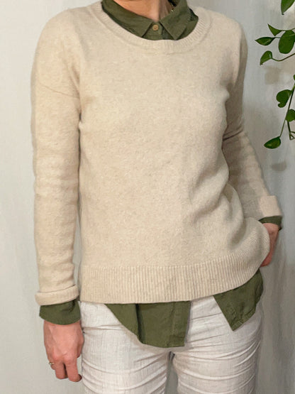 Oatmeal Wool & Cashmere Knit Jumper