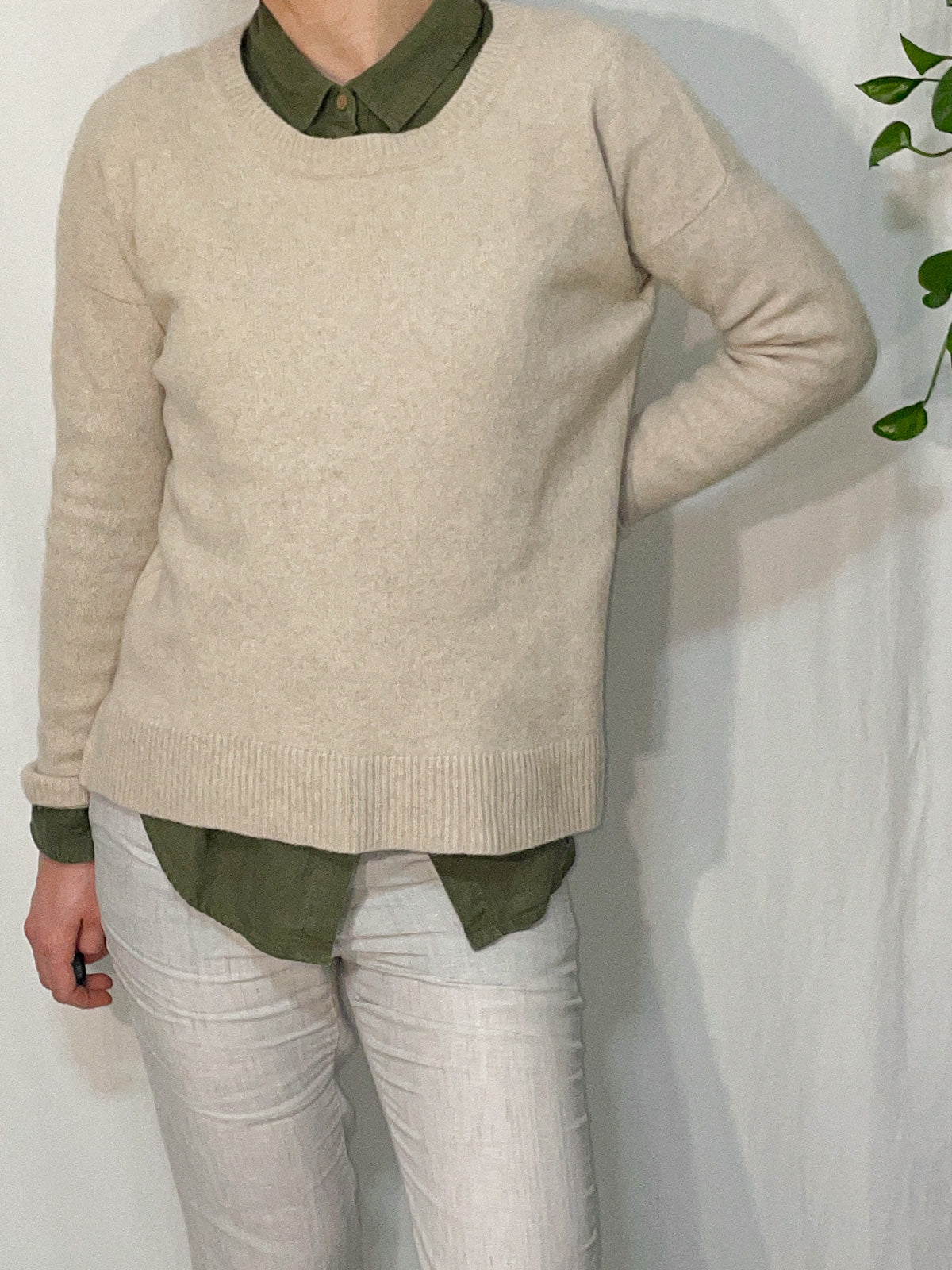 Oatmeal Wool & Cashmere Knit Jumper