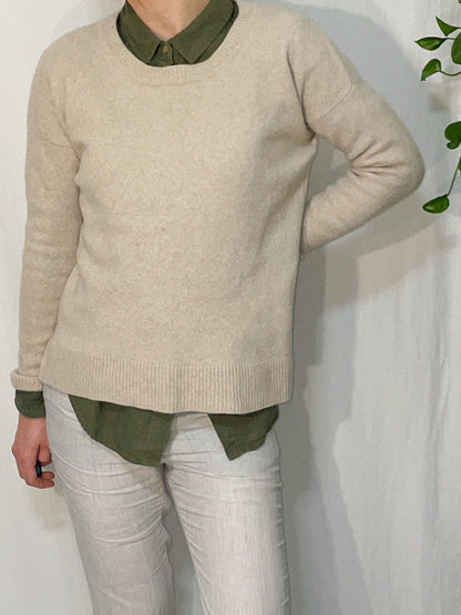 Oatmeal Wool & Cashmere Knit Jumper