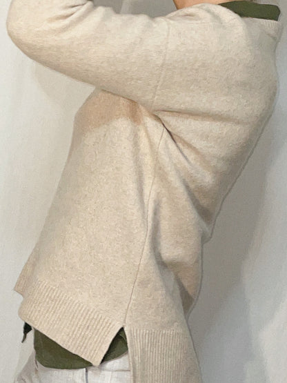 Oatmeal Wool & Cashmere Knit Jumper