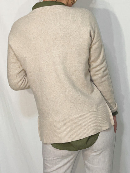 Oatmeal Wool & Cashmere Knit Jumper