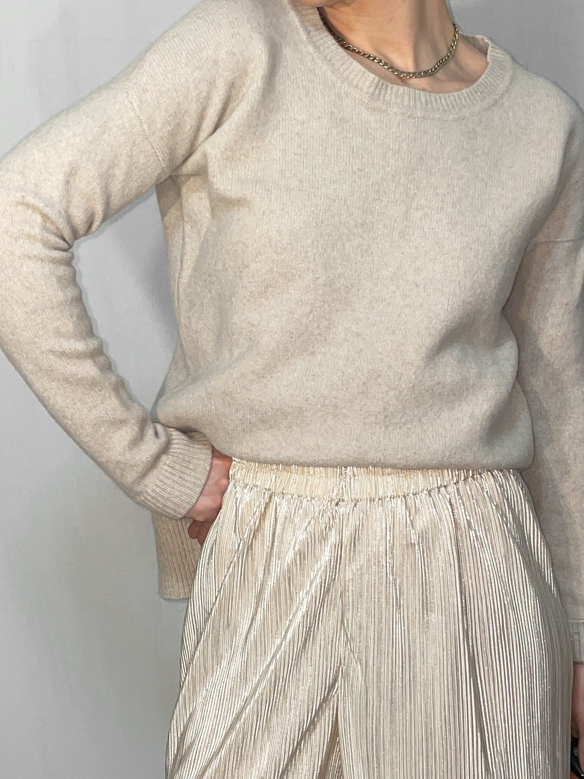 Oatmeal Wool & Cashmere Knit Jumper