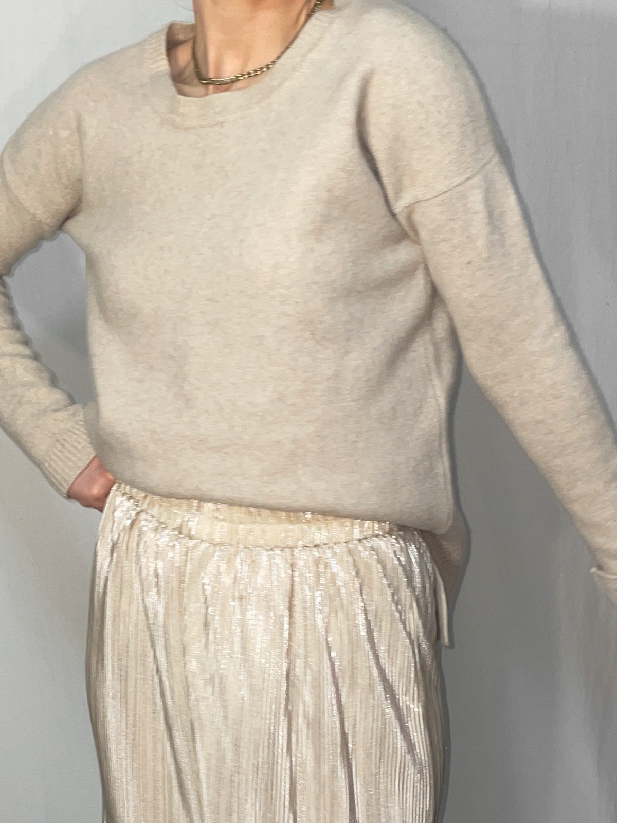 Oatmeal Wool & Cashmere Knit Jumper