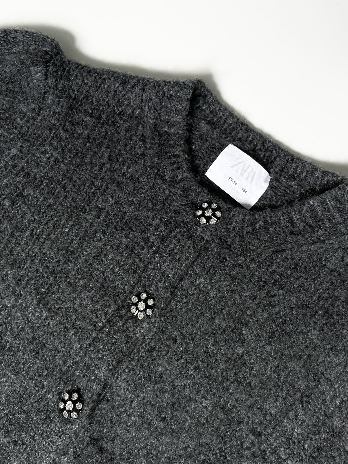 Charcoal Knit Balloon Sleeve Statement Button Cardigan