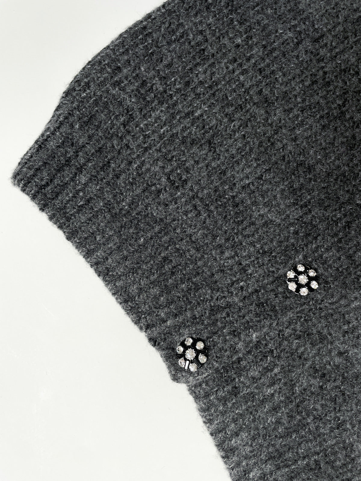 Charcoal Knit Balloon Sleeve Statement Button Cardigan