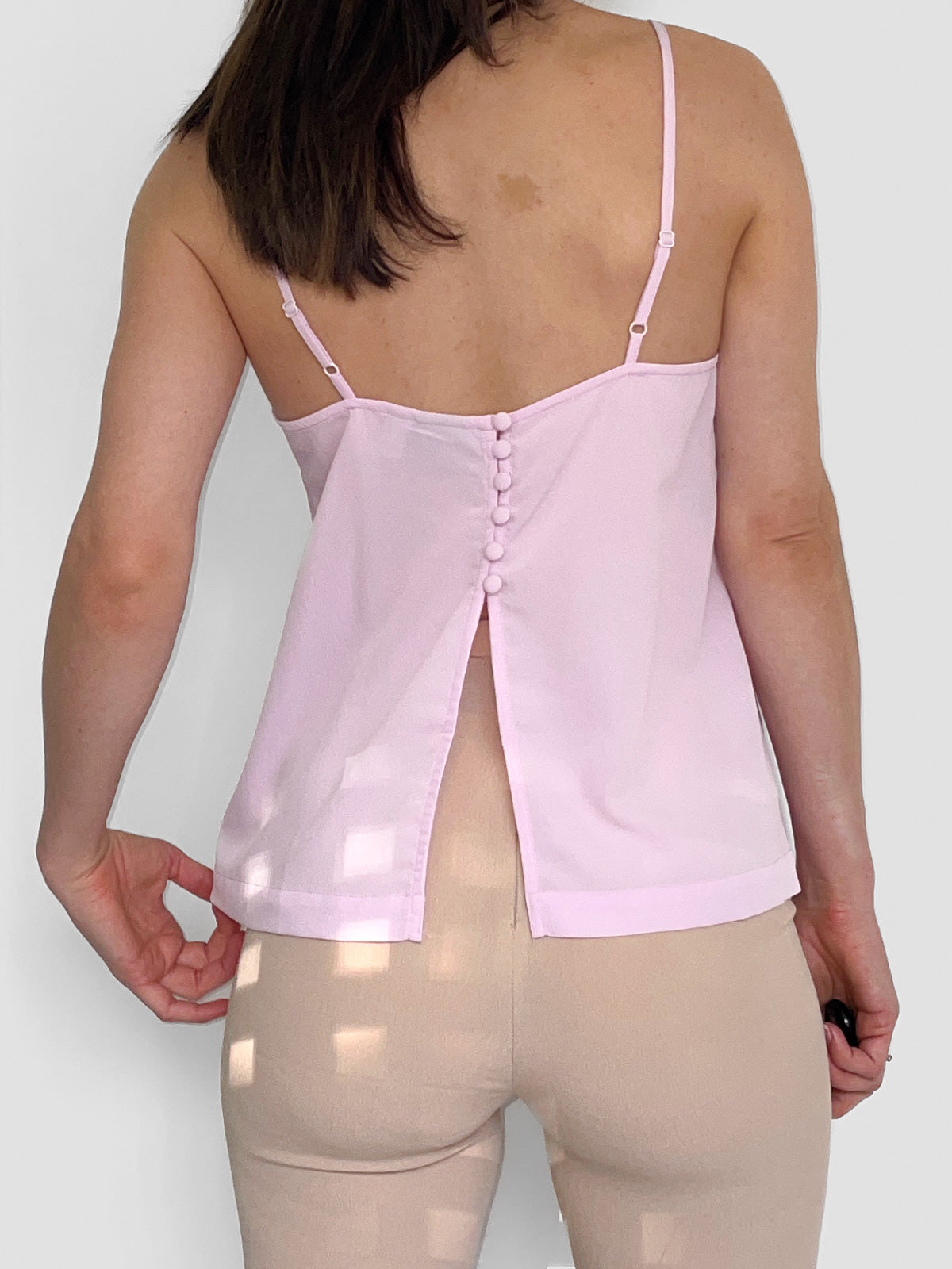 Lilac Crepe Square Neck Split Button Back Camisole