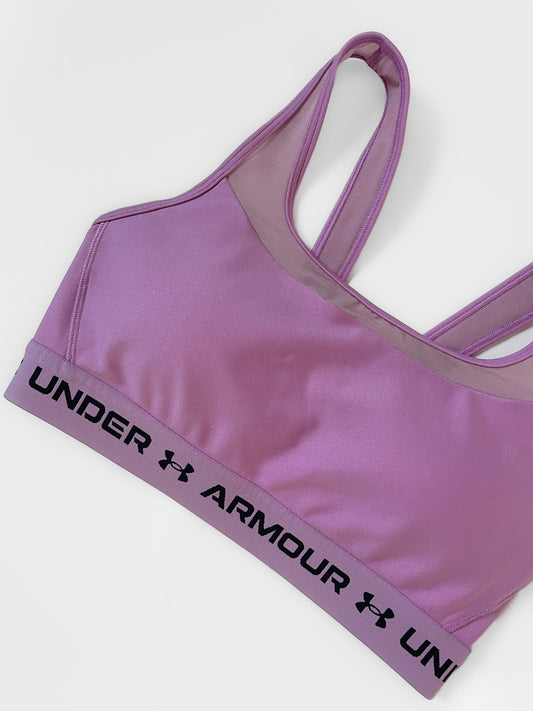 Lilac Mesh Accent Sports Bra Crop Top