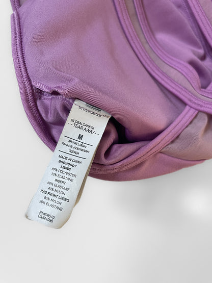 Lilac Mesh Accent Sports Bra Crop Top