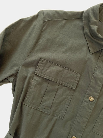 Youth / Petite Cotton Belted Shirt Dress in Khaki