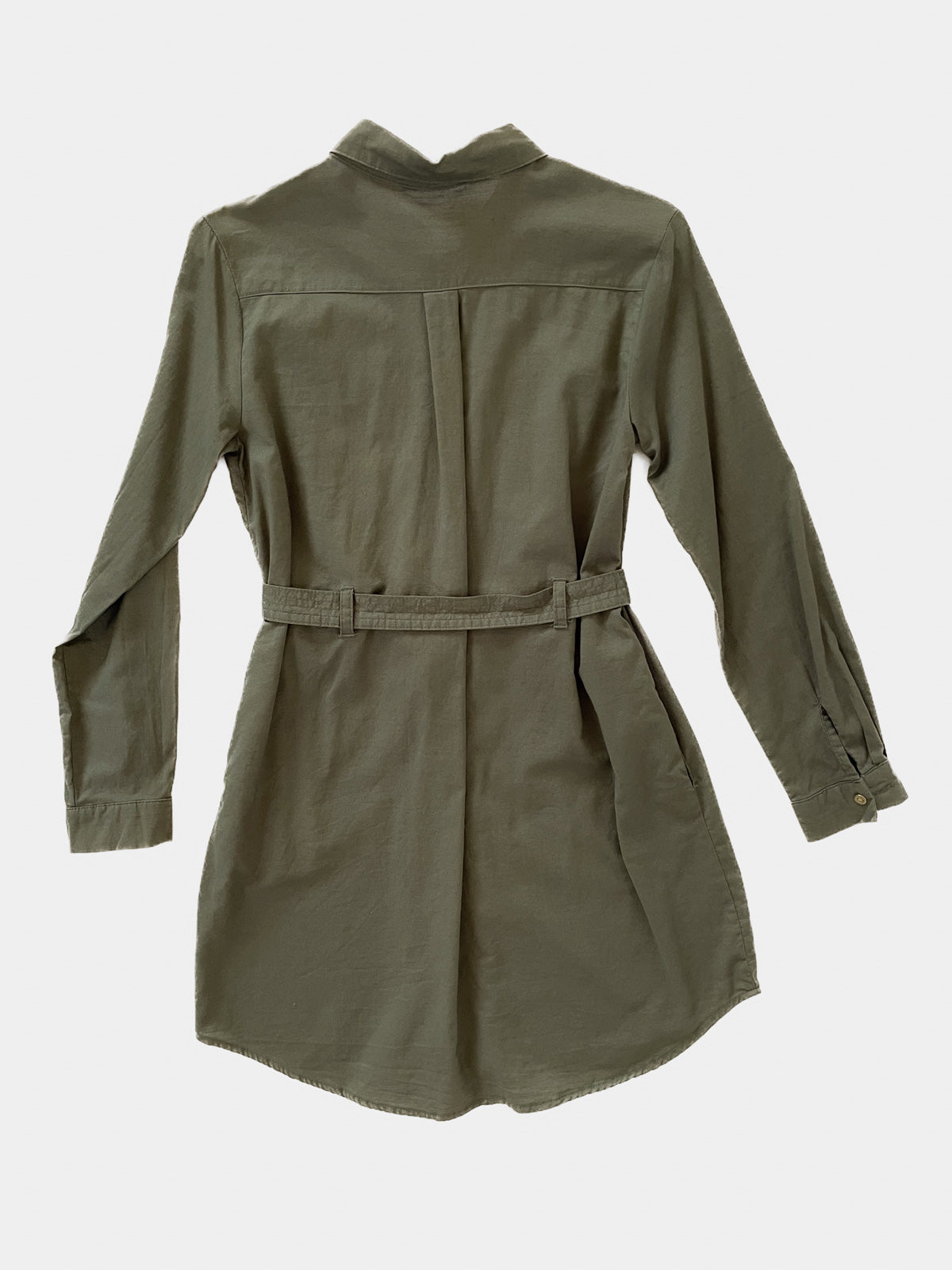 Youth / Petite Cotton Belted Shirt Dress in Khaki