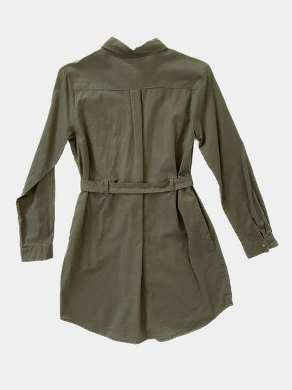 Youth / Petite Cotton Belted Shirt Dress in Khaki
